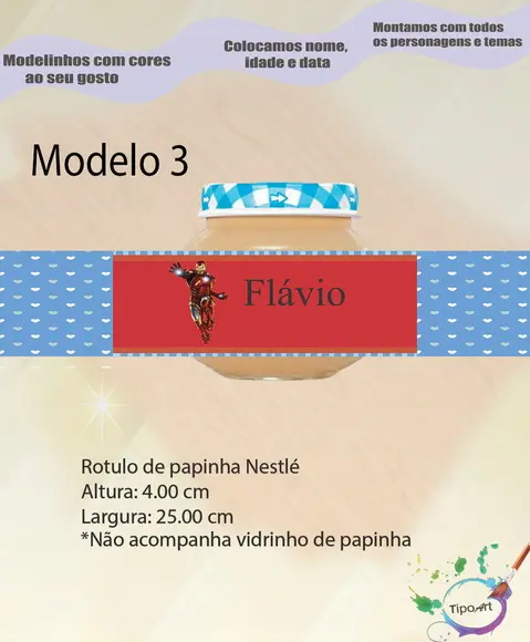 Rótulo Vidro Papinha-homem de Ferro