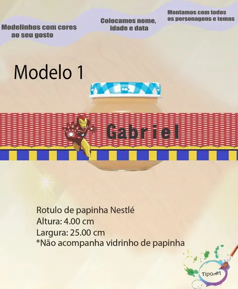 Rótulo Vidro Papinha-homem de Ferro