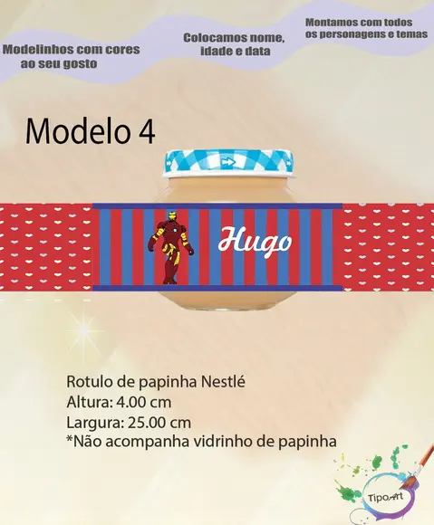 Rótulo Vidro Papinha-homem de Ferro
