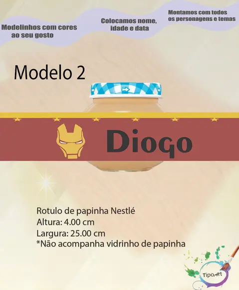 Rótulo Vidro Papinha-homem de Ferro