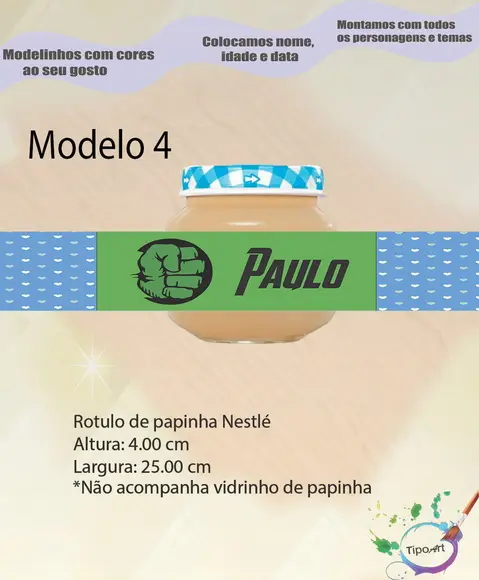 Rótulo Vidro Papinha-hulk
