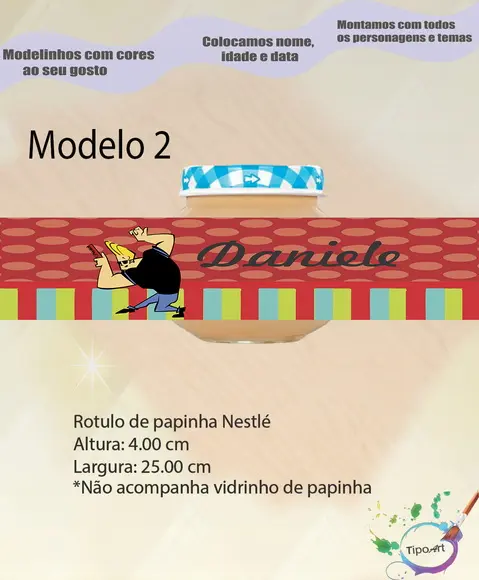 Rótulo Vidro Papinha-johnny Bravo