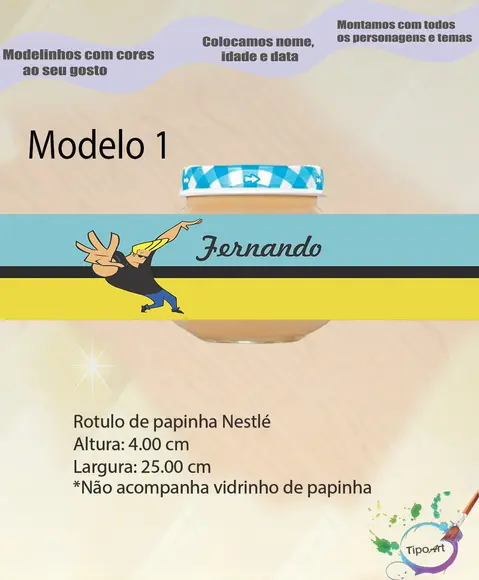Rótulo Vidro Papinha-johnny Bravo