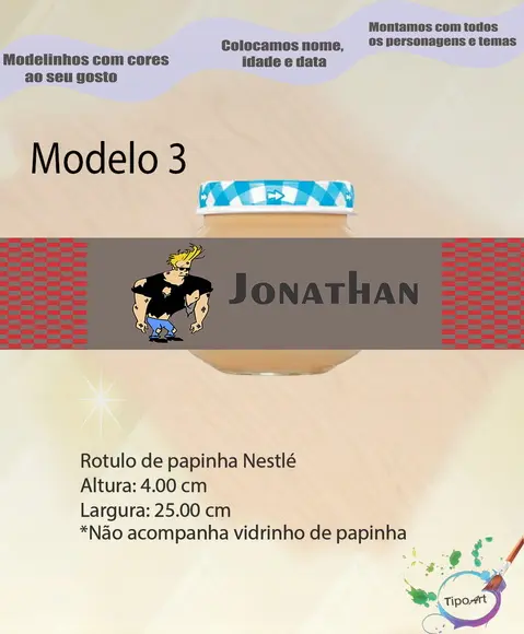 Rótulo Vidro Papinha-johnny Bravo