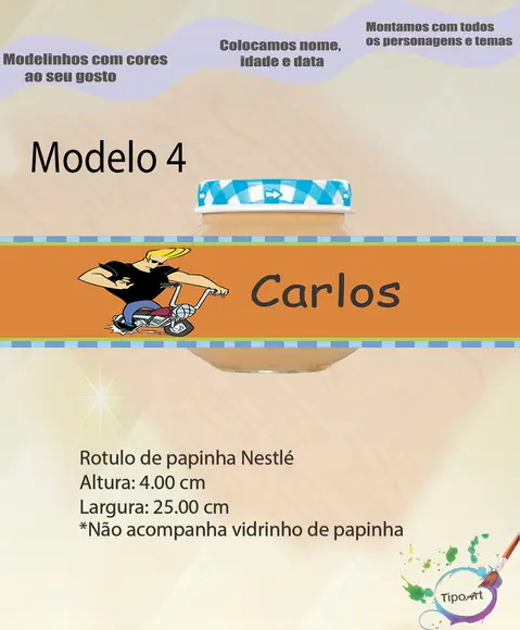 Rótulo Vidro Papinha-johnny Bravo
