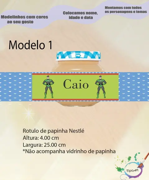 Rótulo Vidro Papinha-lanterna Verde
