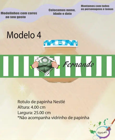 Rótulo Vidro Papinha-lanterna Verde