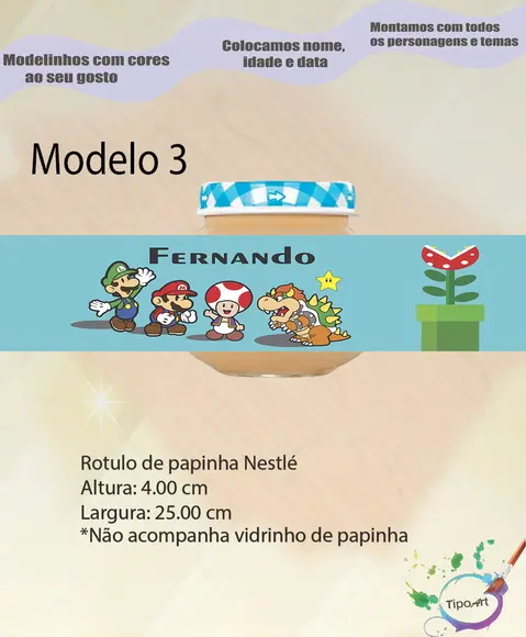 Rótulo Vidro Papinha-mario Bros