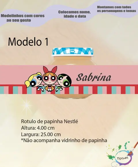 Rótulo Vidro Papinha-menina Super Poderosas