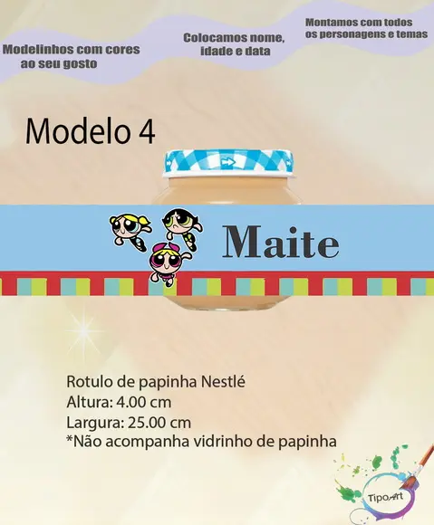 Rótulo Vidro Papinha-menina Super Poderosas