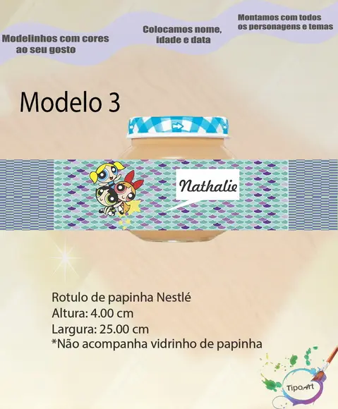 Rótulo Vidro Papinha-menina Super Poderosas