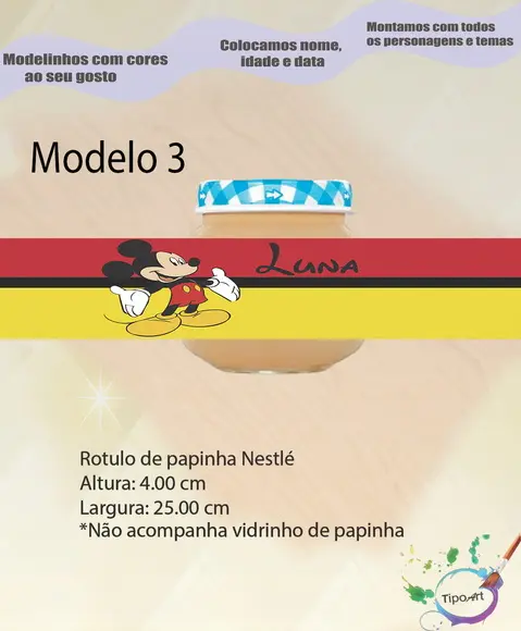 Rótulo Vidro Papinha-mickey