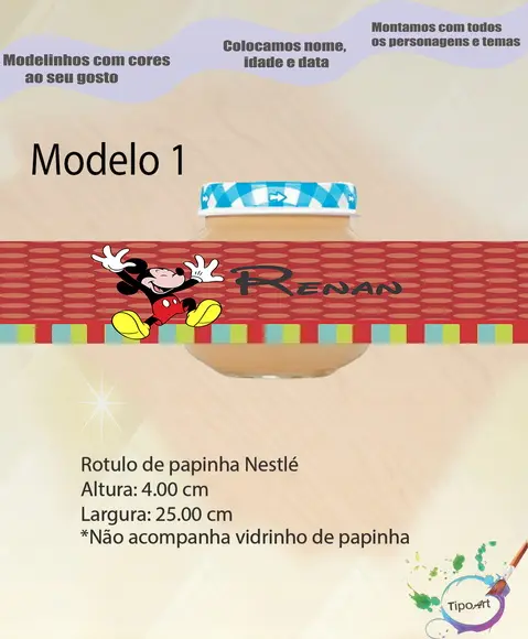 Rótulo Vidro Papinha-mickey