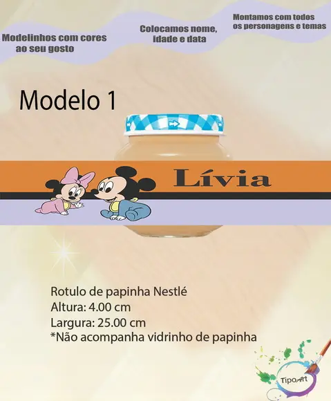 Rótulo Vidro Papinha-mickey Baby