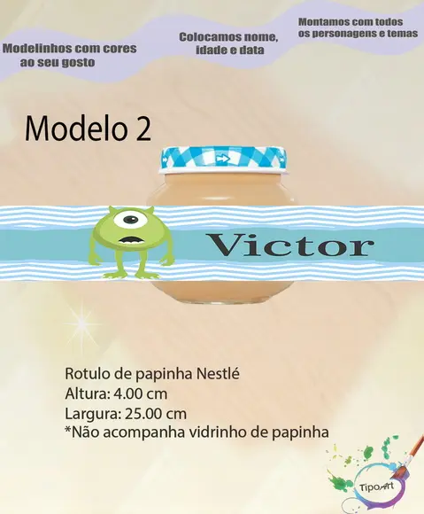 Rótulo Vidro Papinha-mike Wazowski