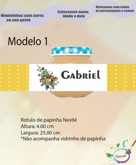 Rótulo Vidro Papinha-minecraft