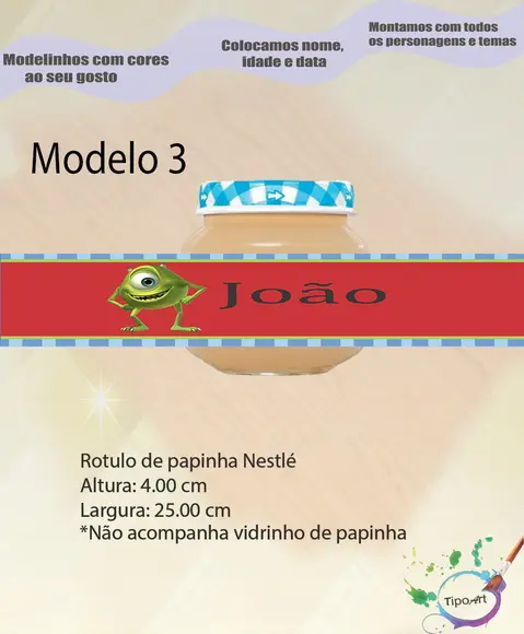 Rótulo Vidro Papinha-mike Wazowski