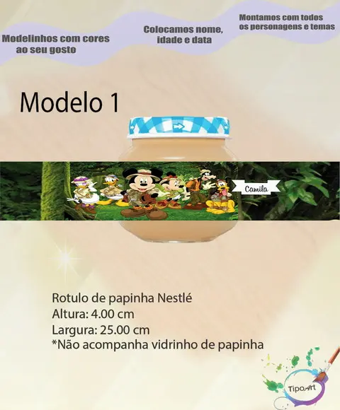 Rótulo Vidro Papinha-mickey Safari