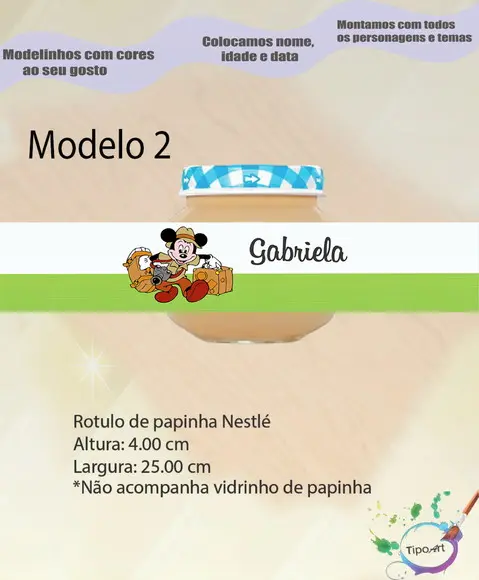 Rótulo Vidro Papinha-mickey Safari