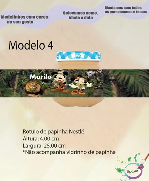 Rótulo Vidro Papinha-mickey Safari