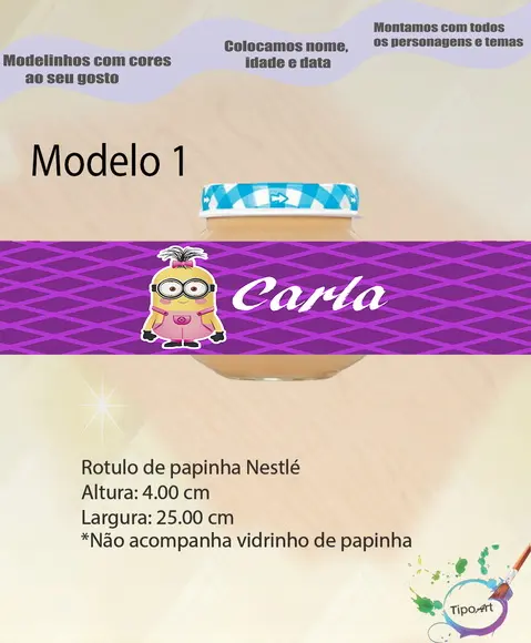 Rótulo Vidro Papinha-minions