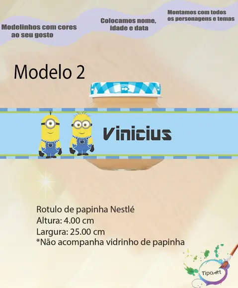 Rótulo Vidro Papinha-minions