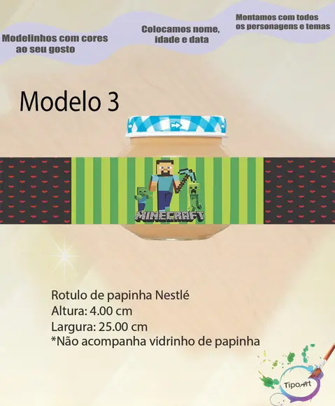 Rótulo Vidro Papinha-minecraft