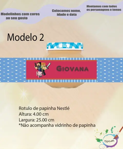 Rótulo Vidro Papinha-minecraft