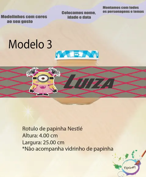 Rótulo Vidro Papinha-minions