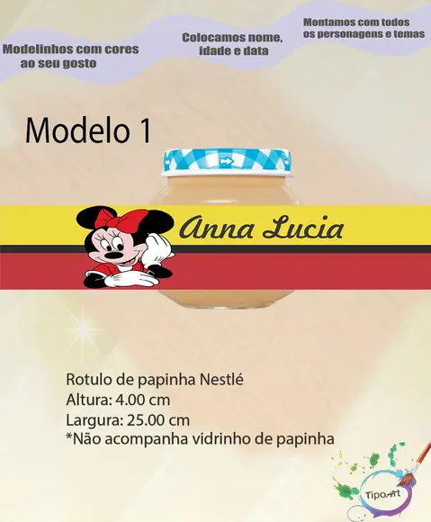 Rótulo Vidro Papinha-minnie