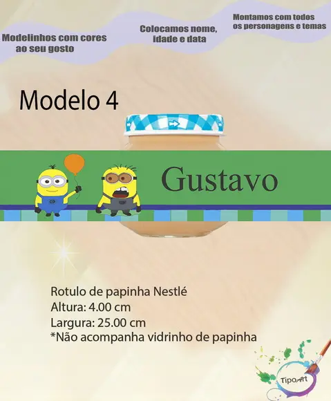 Rótulo Vidro Papinha-minions