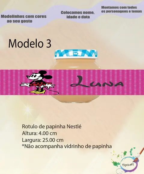 Rótulo Vidro Papinha-minnie