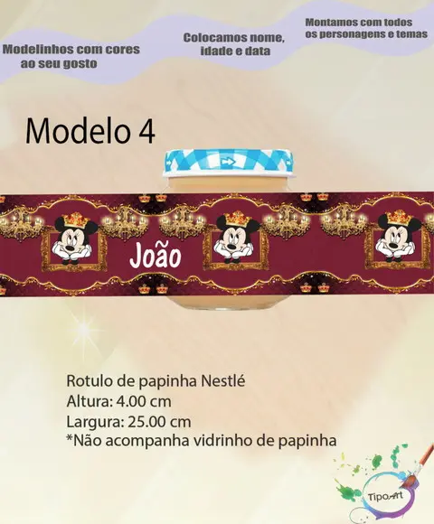 Rótulo Vidro Papinha-minnie Realeza