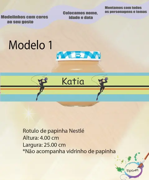 Rótulo Vidro Papinha-mulher Gato