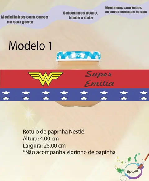 Rótulo Vidro Papinha-mulher Maravilha