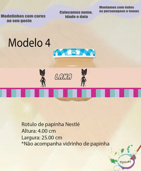 Rótulo Vidro Papinha-mulher Gato