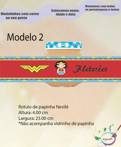 Rótulo Vidro Papinha-mulher Maravilha