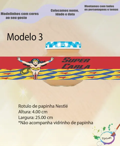 Rótulo Vidro Papinha-mulher Maravilha