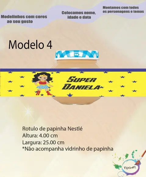 Rótulo Vidro Papinha-mulher Maravilha