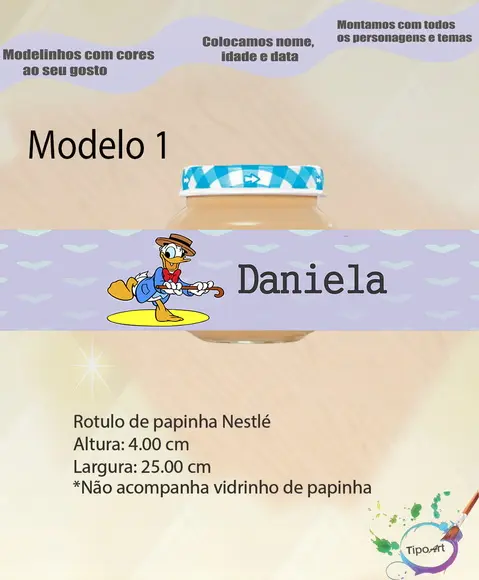 Rótulo Vidro Papinha-pato Donald