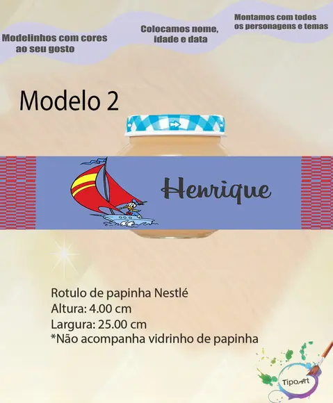 Rótulo Vidro Papinha-pato Donald
