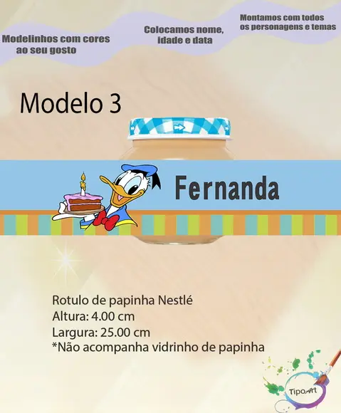 Rótulo Vidro Papinha-pato Donald