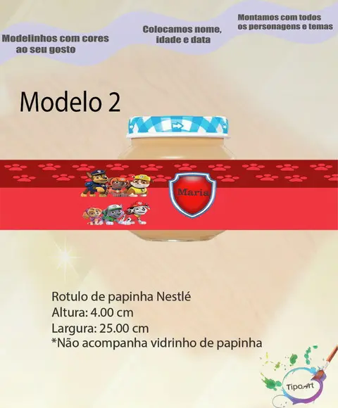 Rótulo Vidro Papinha-patrulha Canina