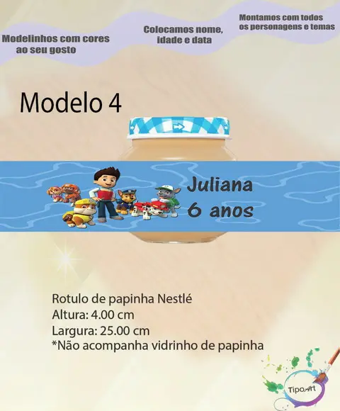 Rótulo Vidro Papinha-patrulha Canina
