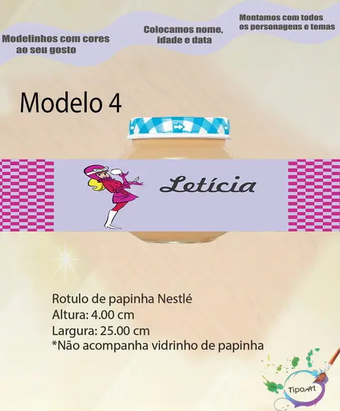 Rótulo Vidro Papinha-penelope Charmosa