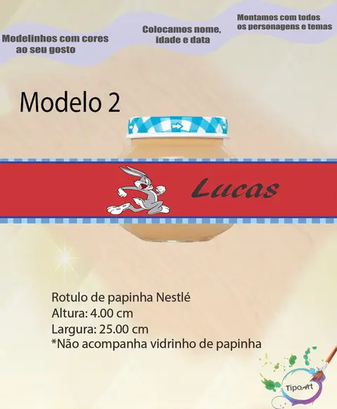 Rótulo Vidro Papinha-pernalonga