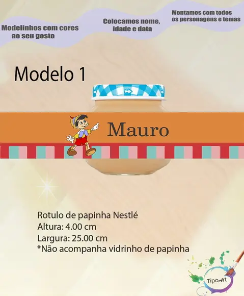 Rótulo Vidro Papinha-pinoquio