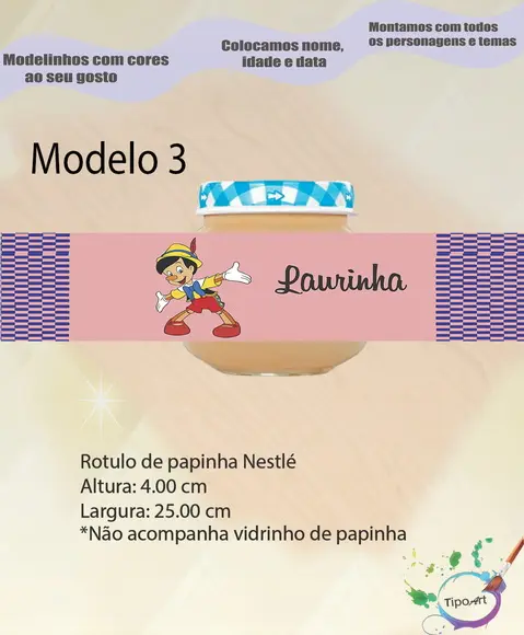 Rótulo Vidro Papinha-pinoquio