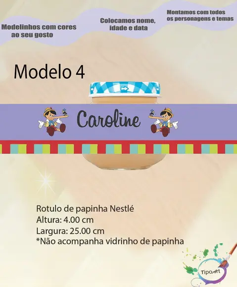 Rótulo Vidro Papinha-pinoquio