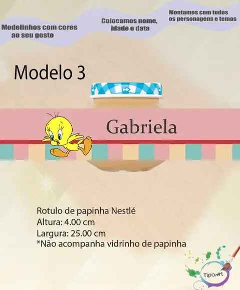 Rótulo Vidro Papinha-piu Piu